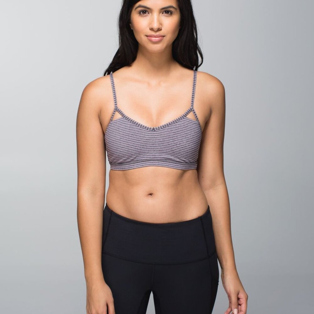 Lululemon Seek The Heat Tank Bra Heathered Deep Coal / Hyper Stripe 6